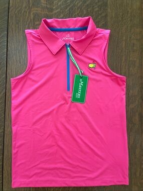Masters Kids Sleeveless Polo - Bright Pink with Blue Zip